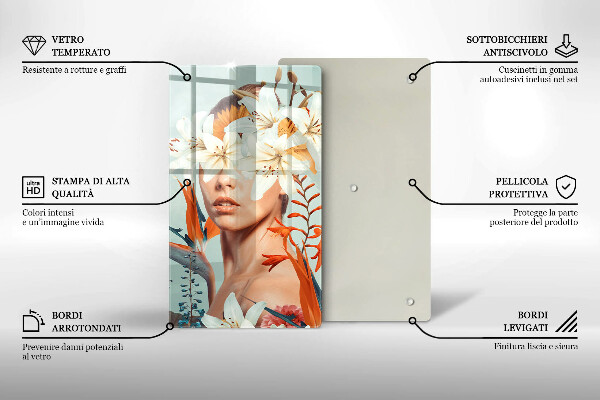 Glas Ceranfeldabdeckung Frau in Blumen