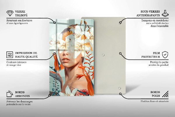 Glas Ceranfeldabdeckung Frau in Blumen