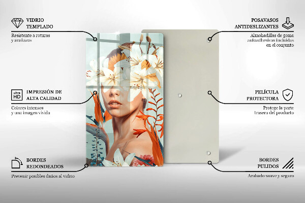 Glas Ceranfeldabdeckung Frau in Blumen