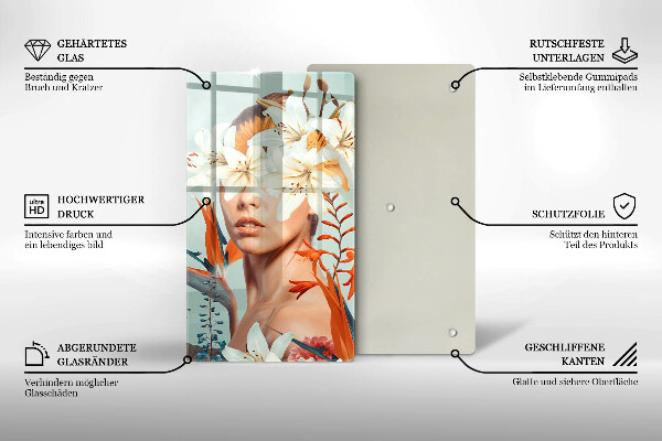 Glas Ceranfeldabdeckung Frau in Blumen