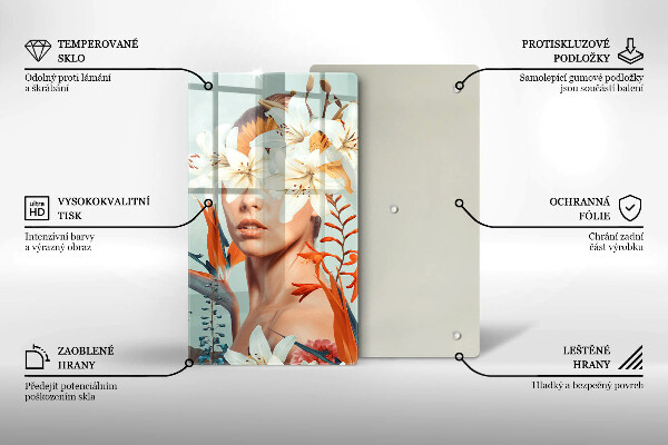 Glas Ceranfeldabdeckung Frau in Blumen