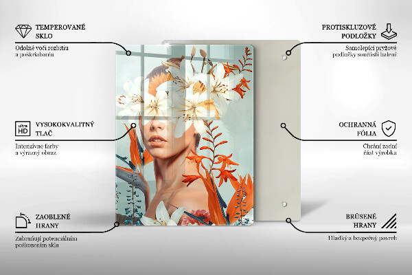 Glas Ceranfeldabdeckung Frau in Blumen