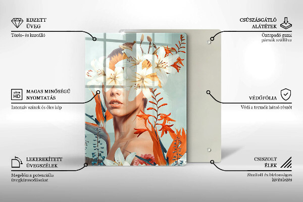 Glas Ceranfeldabdeckung Frau in Blumen