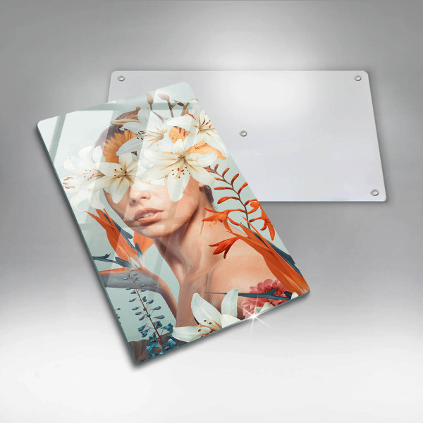 Glas Ceranfeldabdeckung Frau in Blumen