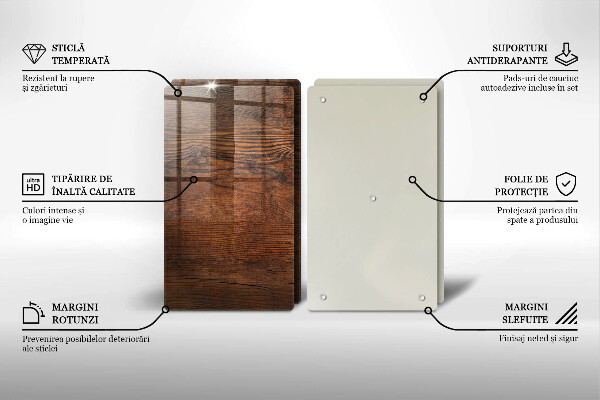 Glas Herdabdeckplatte Dunkles Holzbrett