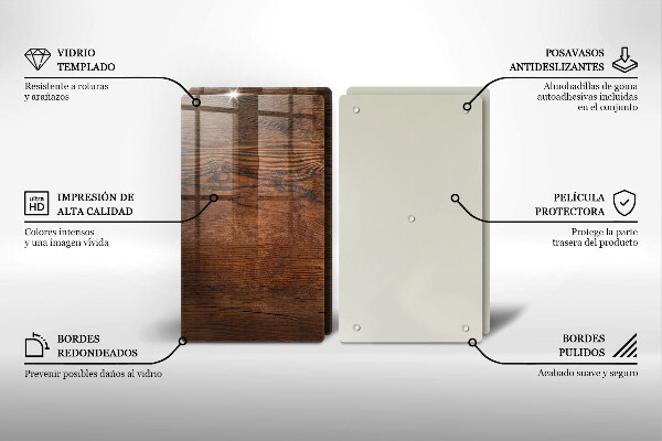 Glas Herdabdeckplatte Dunkles Holzbrett