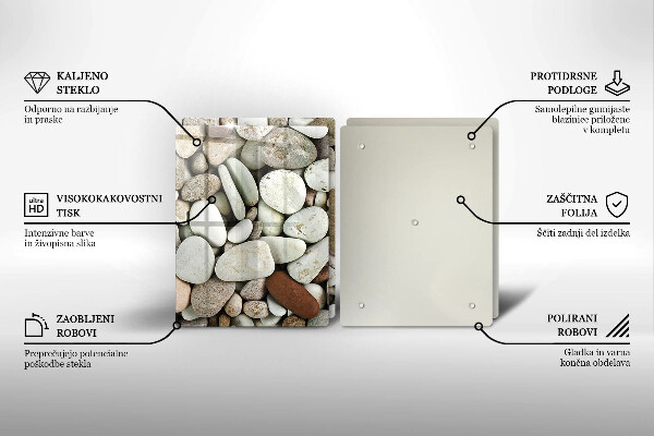 Glas Herdabdeckplatte Kleine Steine im Hintergrund