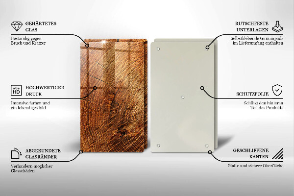 Glas Herdabdeckplatte Holzmaserung des Baumes
