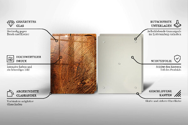 Glas Herdabdeckplatte Holzmaserung des Baumes