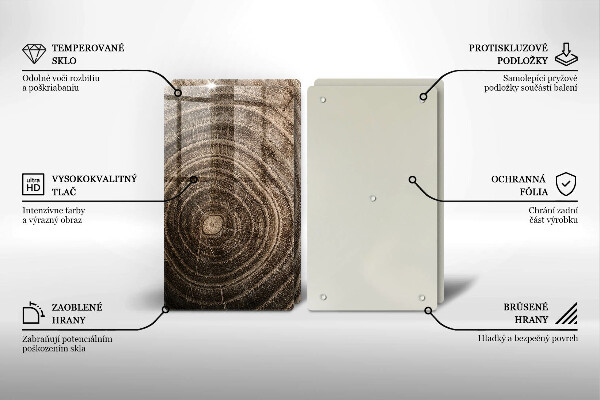 Glas Herdabdeckplatte Holzringe