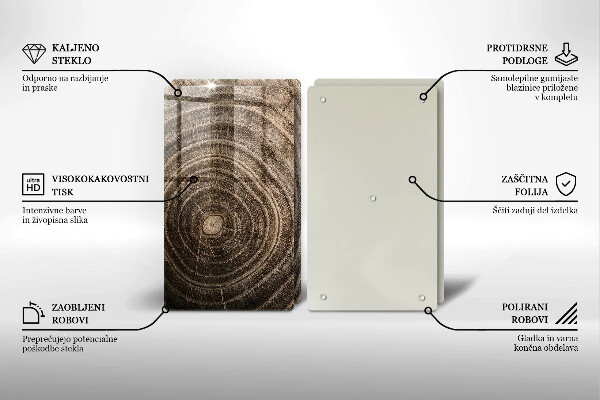 Glas Herdabdeckplatte Holzringe