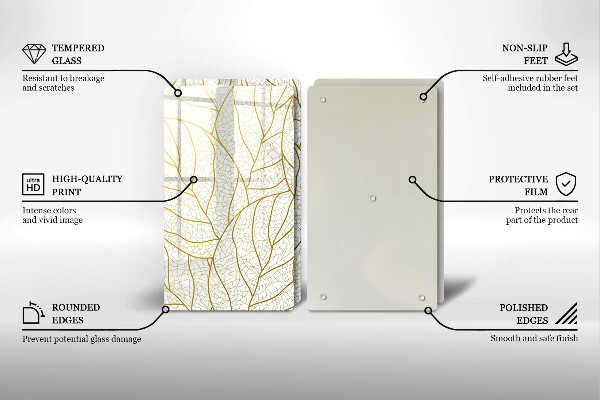 Glas Herdabdeckplatte Line-Art-Blättermuster