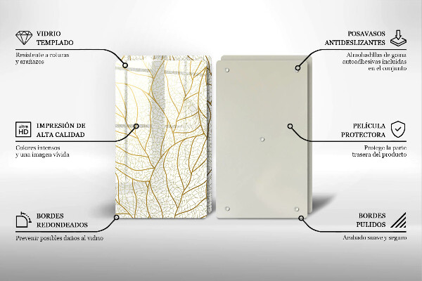 Glas Herdabdeckplatte Line-Art-Blättermuster