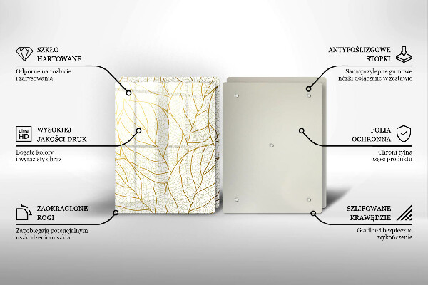 Glas Herdabdeckplatte Line-Art-Blättermuster