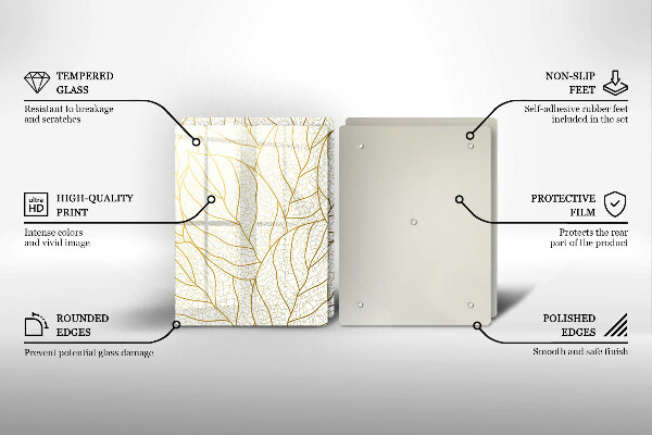 Glas Herdabdeckplatte Line-Art-Blättermuster