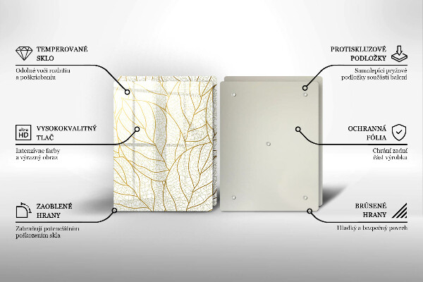 Glas Herdabdeckplatte Line-Art-Blättermuster