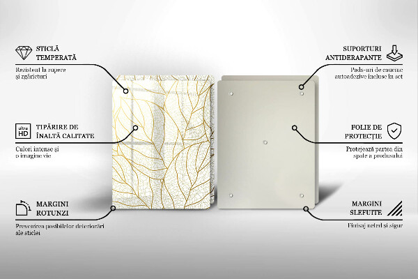 Glas Herdabdeckplatte Line-Art-Blättermuster
