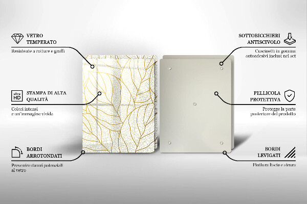 Glas Herdabdeckplatte Line-Art-Blättermuster