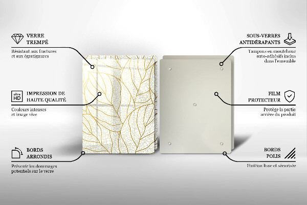 Glas Herdabdeckplatte Line-Art-Blättermuster