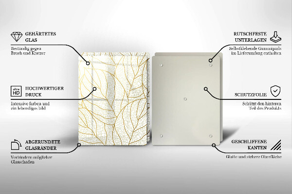 Glas Herdabdeckplatte Line-Art-Blättermuster