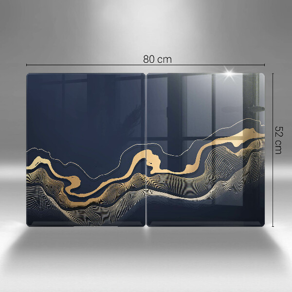 Glas Herdabdeckplatte Abstrakte goldene Linien