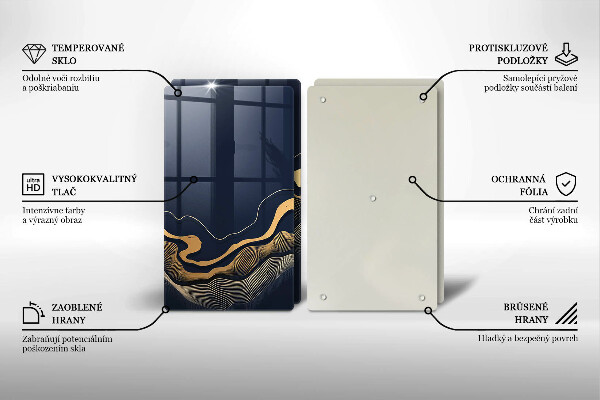 Glas Herdabdeckplatte Abstrakte goldene Linien