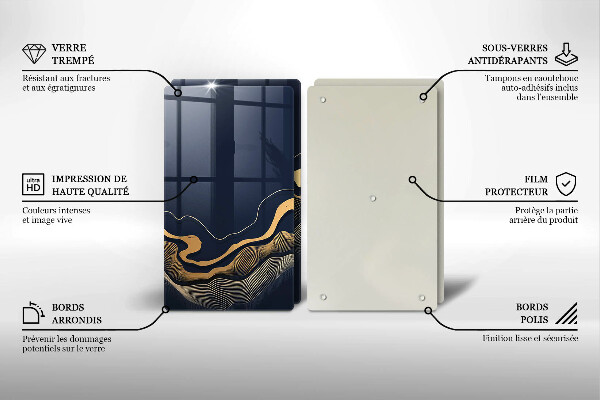 Glas Herdabdeckplatte Abstrakte goldene Linien