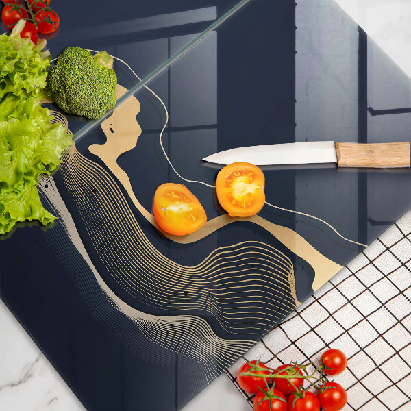 Glas Herdabdeckplatte Abstrakte goldene Linien