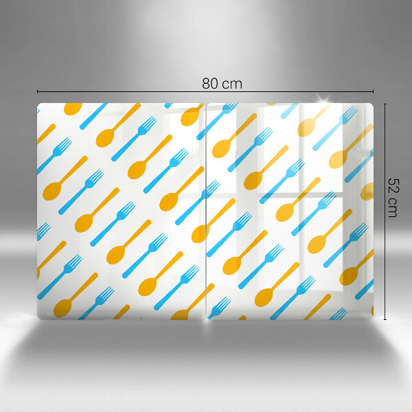 Glas Herdabdeckplatte Gabeln und Löffel