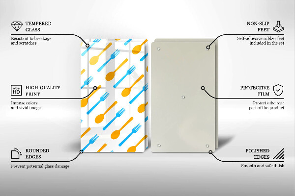 Glas Herdabdeckplatte Gabeln und Löffel