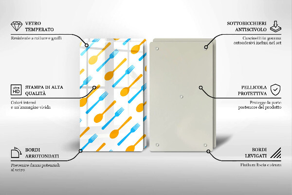 Glas Herdabdeckplatte Gabeln und Löffel