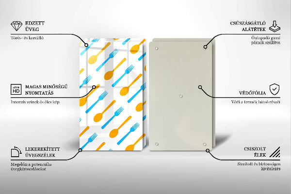 Glas Herdabdeckplatte Gabeln und Löffel