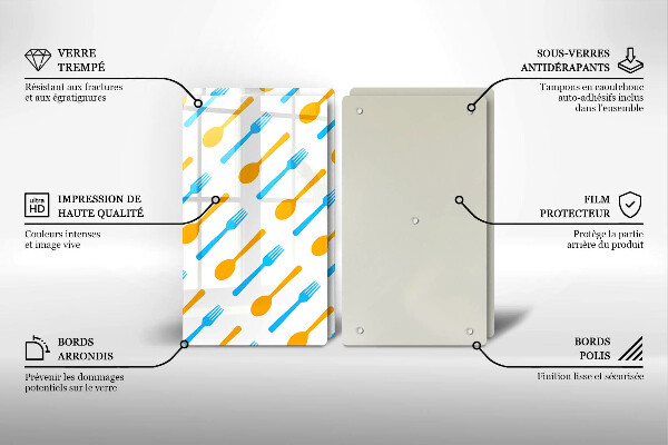 Glas Herdabdeckplatte Gabeln und Löffel