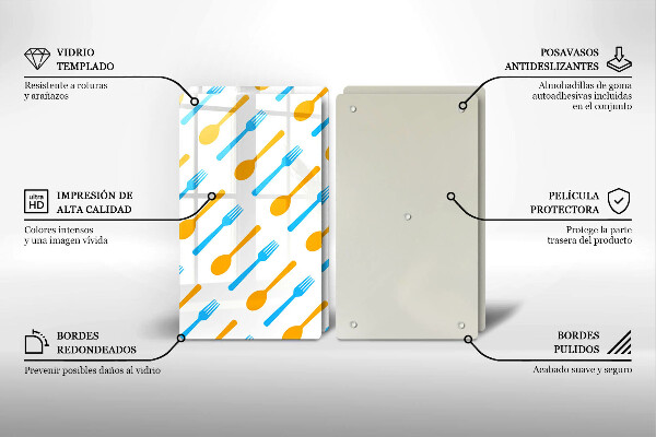 Glas Herdabdeckplatte Gabeln und Löffel