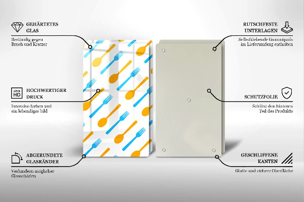 Glas Herdabdeckplatte Gabeln und Löffel