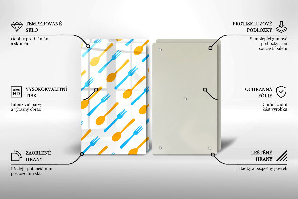 Glas Herdabdeckplatte Gabeln und Löffel