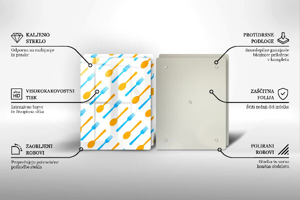 Glas Herdabdeckplatte Gabeln und Löffel