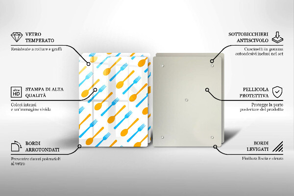 Glas Herdabdeckplatte Gabeln und Löffel
