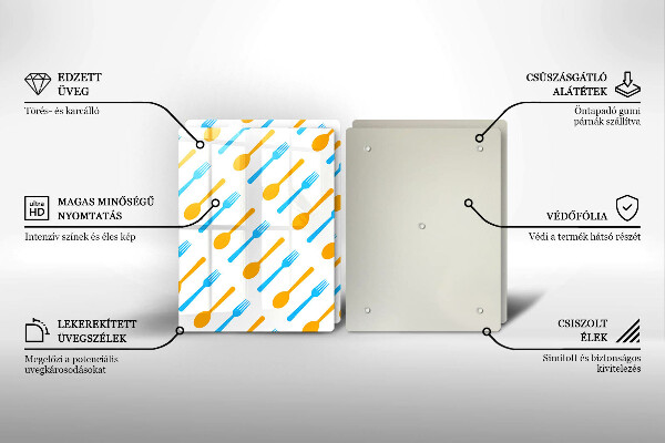 Glas Herdabdeckplatte Gabeln und Löffel