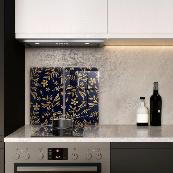 Glas Herdabdeckplatte Goldenes Blumenmotiv
