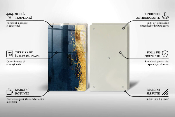 Glas Herdabdeckplatte Goldabstraktion