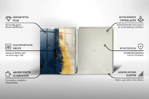 Glas Herdabdeckplatte Goldabstraktion
