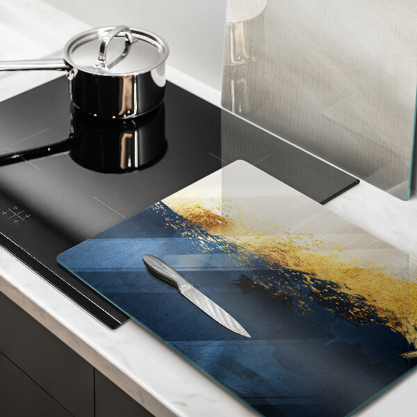 Glas Herdabdeckplatte Goldabstraktion