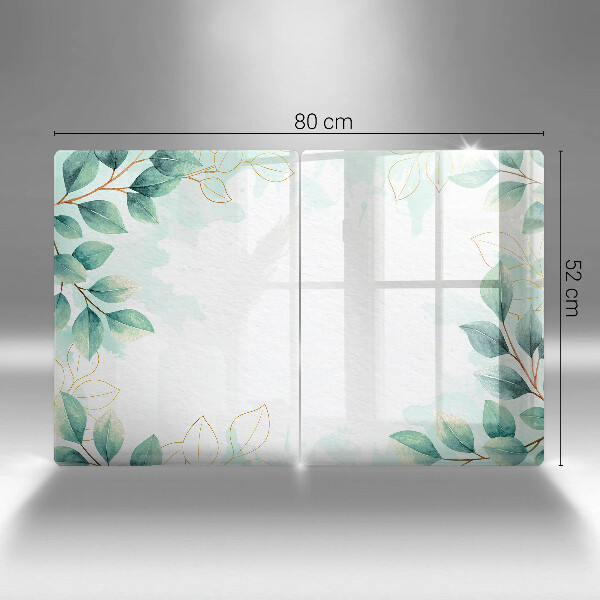 Glas Herdabdeckplatte Bemalte Blätter