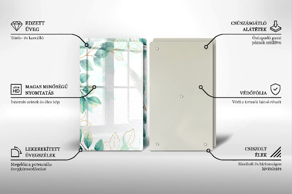 Glas Herdabdeckplatte Bemalte Blätter