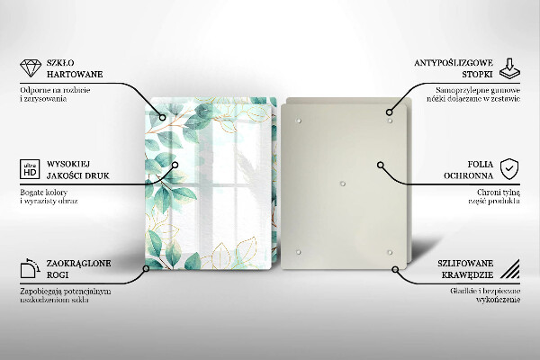 Glas Herdabdeckplatte Bemalte Blätter
