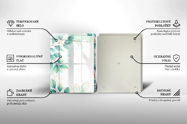 Glas Herdabdeckplatte Bemalte Blätter