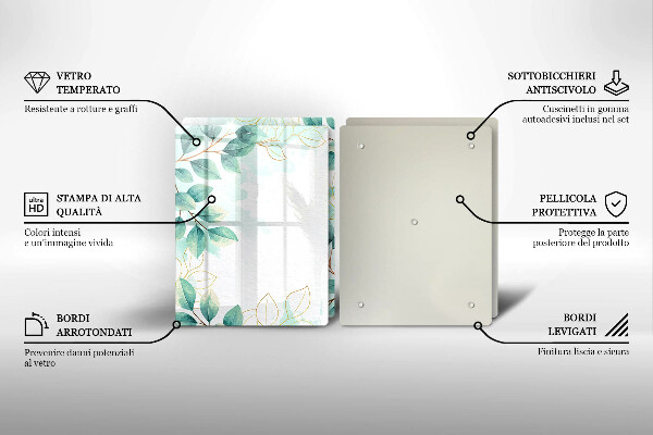 Glas Herdabdeckplatte Bemalte Blätter