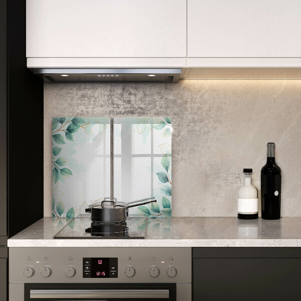 Glas Herdabdeckplatte Bemalte Blätter