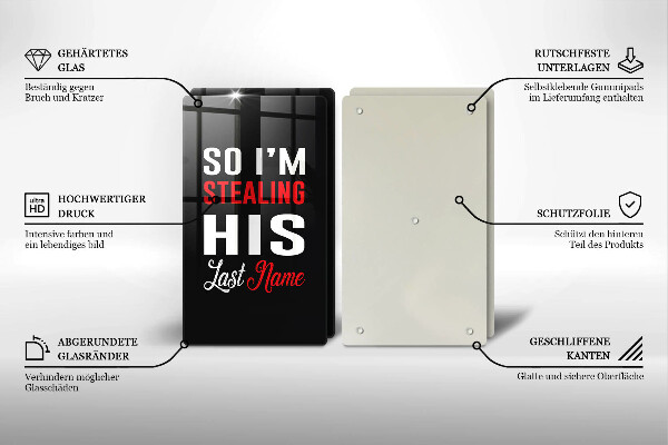 Glas Herdabdeckplatte Inschrift Satz Muster